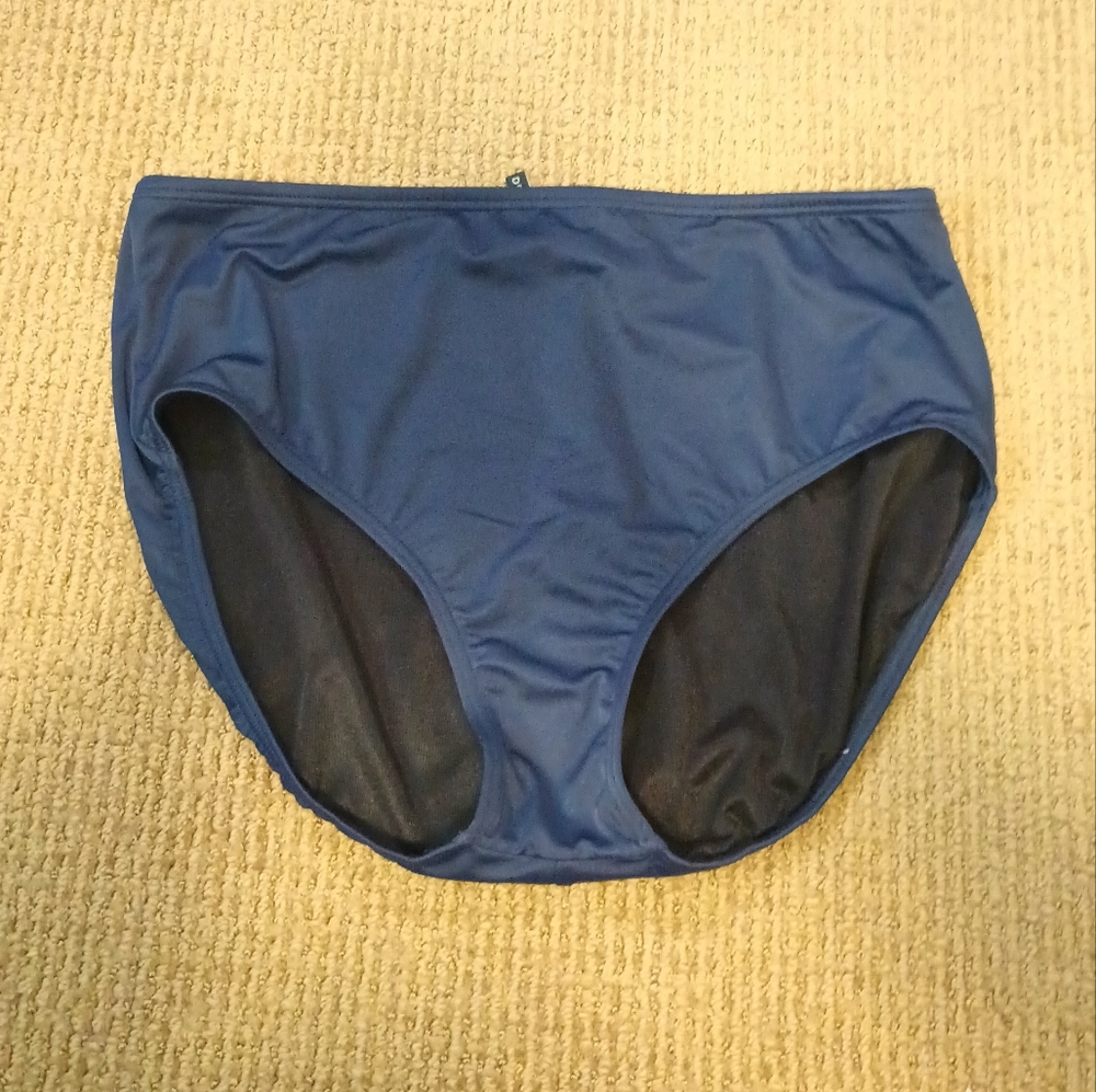 Full Coverage Thick Material High Waisted Navy Blue Swim Bottoms